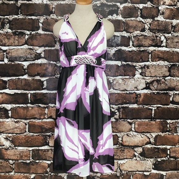 Cathaya Dress NWT Sleeveless Purple Black Braided Large Summer - Picture 1 of 13